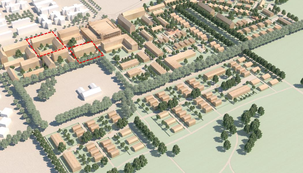 MKBs förvärv av två marklotter i det kommande bostadsområdet Gottorp är markerade. Illustration: Fojab