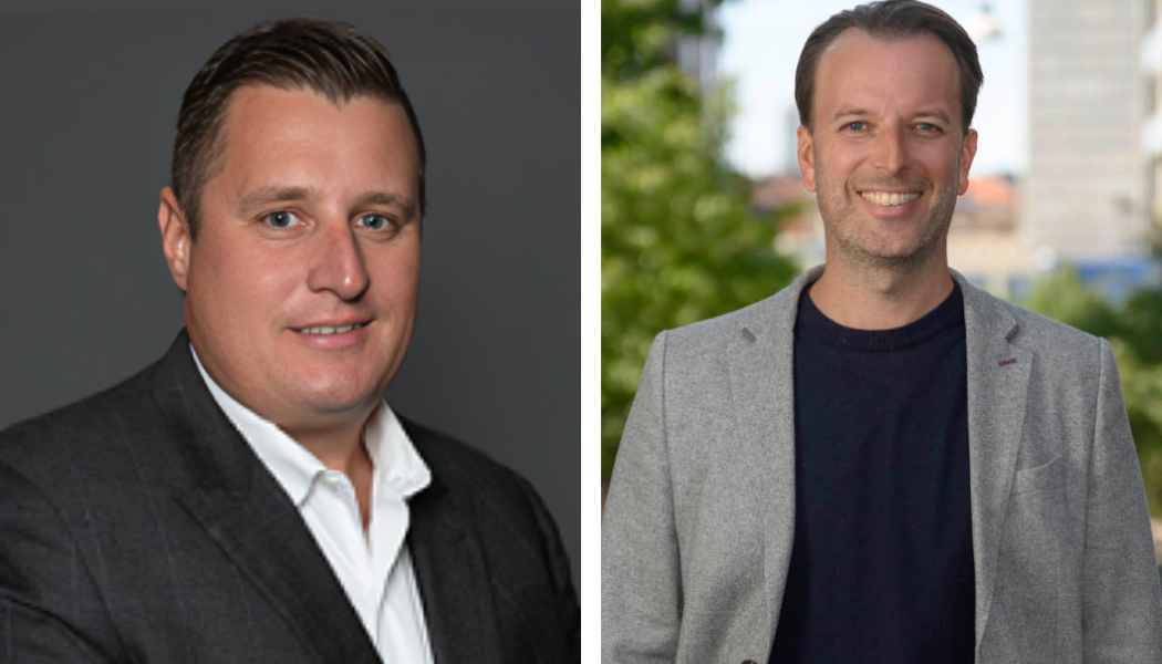 Från vänster: Brad Van Rooyen​ från HomeRiver Group och Daniel Larsson, VD på Odevo. Foto: Odevo