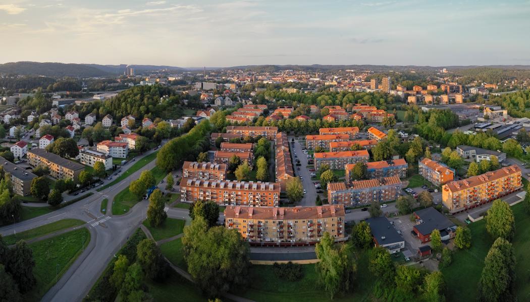 Drönarbild på stadsdelen Göta, Borås. Fotograf: Tomas Eriksson
Pressbild mynewsdesk via bostäder i borås