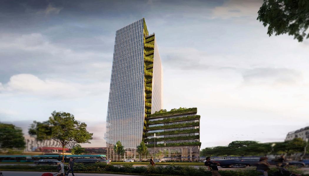 Efter EDEN Tower blir NION Frankfurts andra höghus med grönskande fasad. Bild: Grüntuch Ernst Architekten