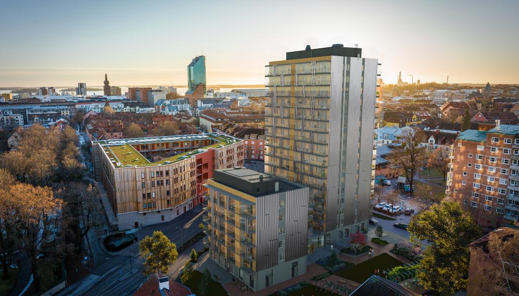 Mimers bostadsprojekt Hulte har utsetts till vinnare av Arkitekturpriset i Västmanland 2025. Pressbild: Bostads AB Mimer