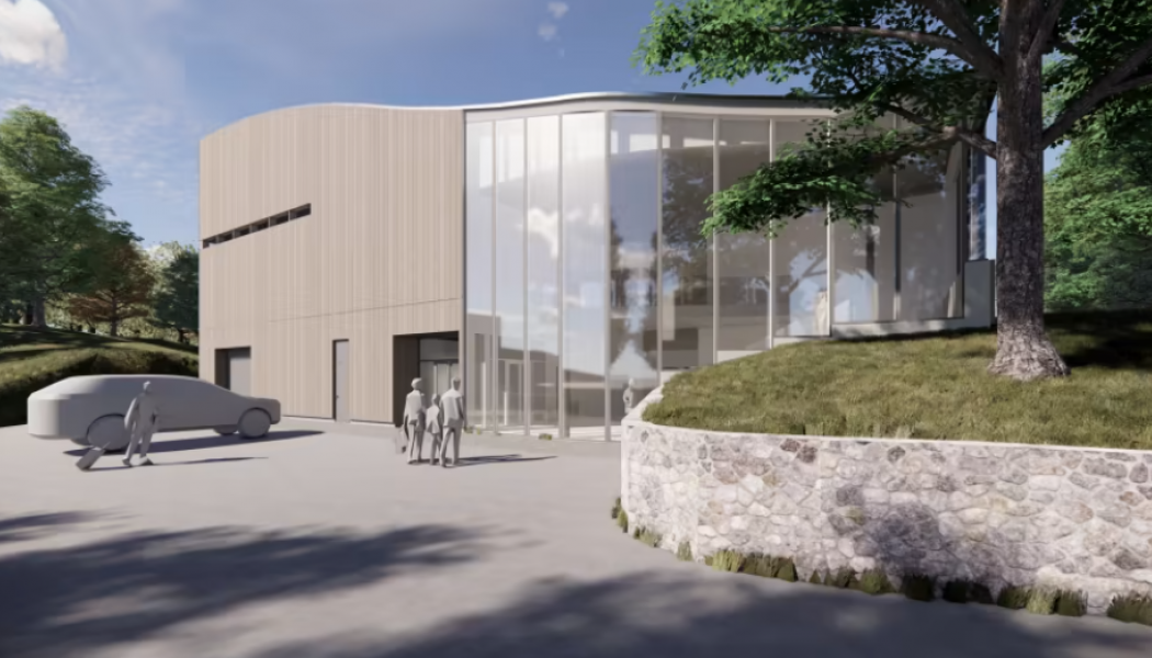 Gestaltningsbild av den nya ishallen av Tengbom arkitektkontor. Foto: Higab