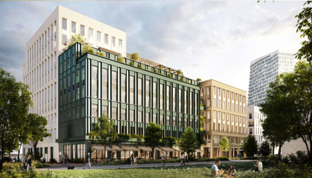 Utöver att uppfylla Wihlborgs ambitiösa hållbarhetsprogram trippelcertifieras den nya byggnaden enligt Miljöbyggnad, WELL och den nya svenska certifieringen NollCO2. Bild och arkitektur: Krook & Tjäder