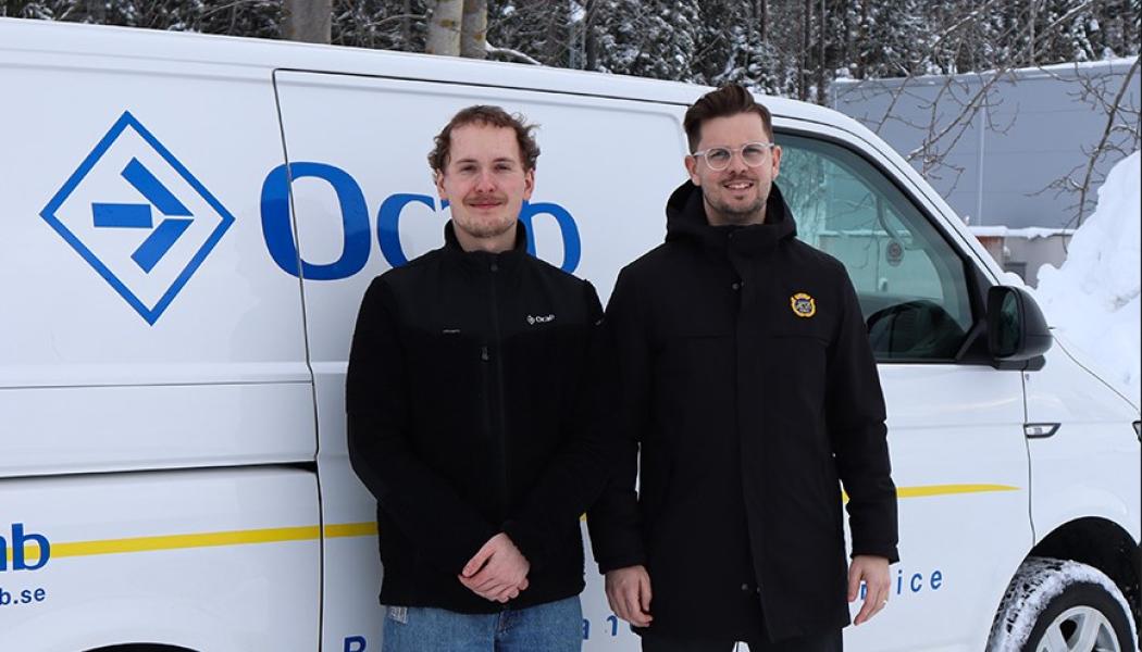 Philip Stål, arbetsledare för fastighetsjouren Ocab och Stefan Nilsson, Förvaltare HSB Norr. Foto: HSB Norr  