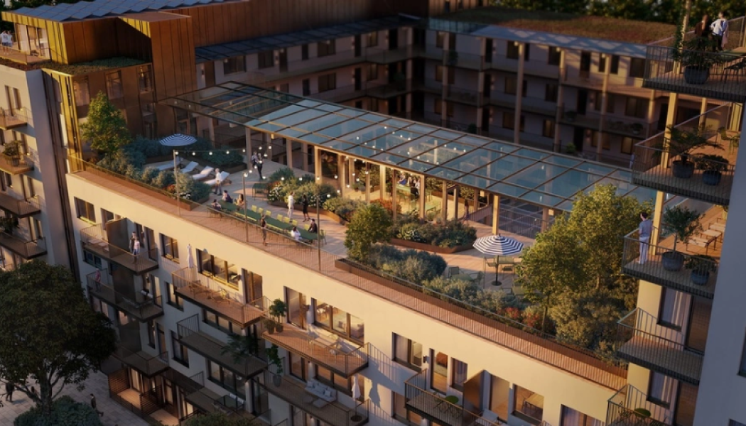 Rosendals Fastigheter banar väg för resurseffektivt träbyggande med nytt bostadsområde på 20 000 kvm. Visualisering: Rosendal Fastigheter