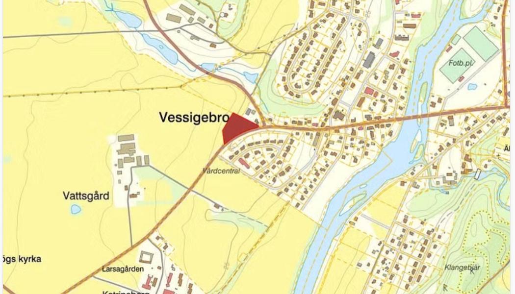En översiktsbild på Vessigebro och den plats som är aktuell för en ny räddningsstation. pressbild falkenbergs kommun