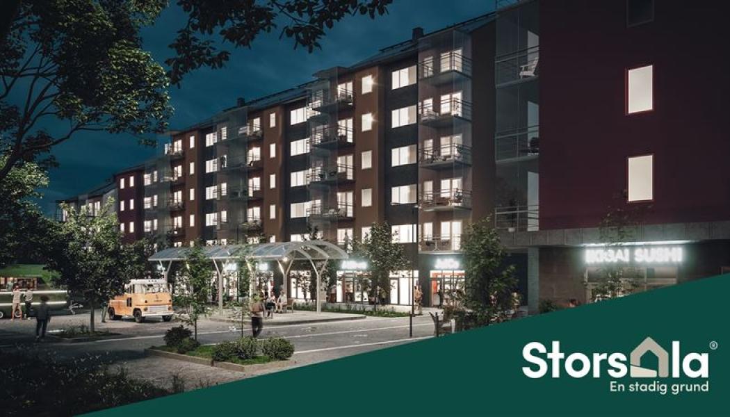 Visionsbild: Storsala förvärvar kontorsfastighet från HSB Stockholm för utveckling av hyresrätter​.