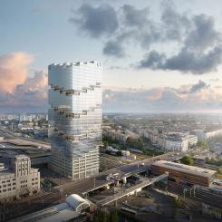 Byggnaden kommer även att ha en våning som tillägnas ideella organisationer. Dessutom installeras moderna dubbelstockshissar från Kone för att optimera rörelseflödet inom byggnaden.   Illustration: Bloomimages Berlin