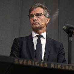 Pontus Lundahl/TT: Finansinspektionens generaldirektör Erik Thedéen, som blir ny riksbankschef vid årsskiftet, anser att amorteringskravet ska ligga kvar. Arkivbild.