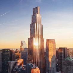 År 2018 valdes den brittiska arkitektfirman Foster + Partners att rita byggnaden, som initialt rapporterades få en höjd på 426 meter. Klicka på krysset så att du kan se hela byggnaden. Illustration: DBOX for Foster + Partners