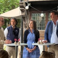 Diskussion av resultaten av undersökningen under Almedalsveckan. På bilden Niklas Stavegård, Fastighetsägarna, Andreas Ivarsson, Wihlborgs, Anna Weihe, Sveriges Allmännytta och Johan Mann, Fastigo. Foto: Fastigo