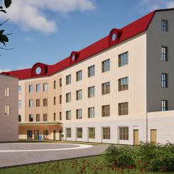 Det nya äldreboendet får ett centralt läge i Täby. Bild: NREP