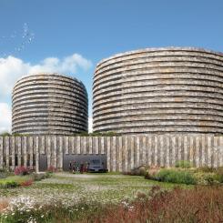 Visionsbild över nya datacentret Evroc i Arlandastad. Pressbild: Arlandastad Group