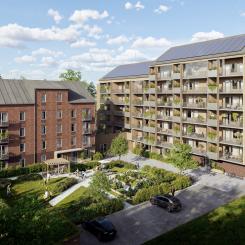 Preliminär skiss på Bonum Brf Årstiden - uppdateringar kan ske längs projektets detaljplanering. Illustration: Nordmark & Nordmark