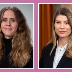 Wilma Olofsson och Sophia Solbergs masteruppsats analyserar gröna obligationers signaleffekter i fastighetssektorn. Foto: Jakob Sjöblom, PwC