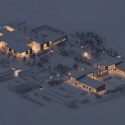 Framtidens campus Luleå. Detta är en visionsbild som kan komma att ändras. Bild: Tengbom.