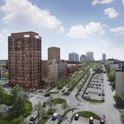 Visionsbild för Haninge centrum, norrifrån. Pressbild: Equator Arkitekter