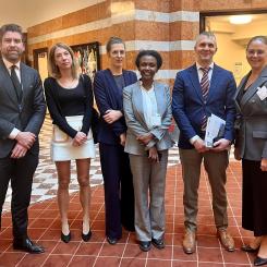 Marcus Granlund, politiskt sakkunnig justitiedepartementet, Haymanot Wachtmeister, ledamot Svenska colivingförbundet, Mikael Kullberg, statssekreterare justitiedepartementet, Katarina Liljestam Beyer, ordförande Svenska colivingförbundet Pressbild: Svenska Co Living förbundet