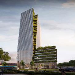 Efter EDEN Tower blir NION Frankfurts andra höghus med grönskande fasad. Bild: Grüntuch Ernst Architekten