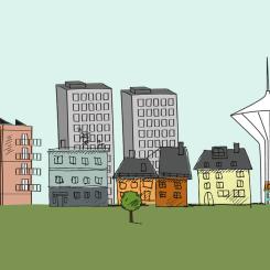 ÖBO har beslutat att sälja fastigheten Tunnbindargränd 2–4 i Södercity, som består av två hus med 133 lägenheter. Illustration: ÖrebroBostäder AB