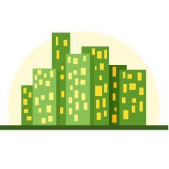 Illustration över hyreshus. Illustration av:  Public domain vectors / Unsplash