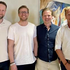 Fr vänster, Dan Jonsson, Conny Ryk, Markus Frisk samt Niklas Granström. Pressbild: LEJE Fastigheter / RYK GROUP