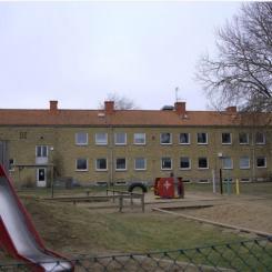 Skolan Tranan, en av de byggnader på Peder Skrivares gymnasieskola i Varberg som har inventerats i studien. Foto: Kajsa Urge IVL