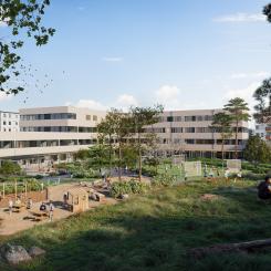 Ny grundskola i Täby park. Bild av Nystad och Liljewall Arkitekter