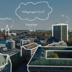 Ett uppkopplat Örebro. Målet är att inte bara koppla upp enskilda hus, utan hela kvarter och städer. Men, starten för alla är att minska sin egen energiförbrukning. Visionsbild: Öbo