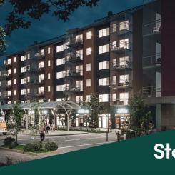 Visionsbild: Storsala förvärvar kontorsfastighet från HSB Stockholm för utveckling av hyresrätter​.