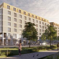 Kvarteret Turkosen i Skytteholm. Illustration: White arkitekter