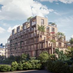 Visionsbild över Gårdshuset vid Fridhemsplan. Bild: Okidoki Arkitekter.