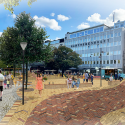 Så här kan Fisktorget komma att se ut efter ombyggnationen. Illustration: Örebro kommun