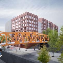 Det cirkulära ekonomikvarteret är ett nytt bostadsprojekt i Busholmen i Helsingfors med fokus på cirkulär ekonomi, återbruk och energieffektivitet. Projektet omfattar både seniorboenden och bostäder för andra målgrupper och väntas stå färdigt 2028. Foto: YIT-Group